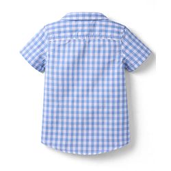 Babyhug Cotton Woven Half Sleeves Checks Shirt & Denim Shorts Set - Blue
