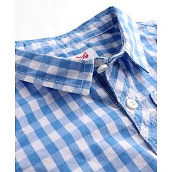 Babyhug Cotton Woven Half Sleeves Checks Shirt & Denim Shorts Set - Blue
