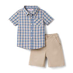 Babyhug Cotton Woven Half Sleeves Checks Shirt & Shorts Set - Multicolor