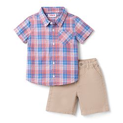 Babyhug Cotton Woven Half Sleeves Checks Shirt & Shorts Set - Multicolor