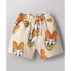 Babyhug Disney Single Jersey Knit Half Sleeves T-Shirt & Shorts Set With Daisy Duck Graphics - Multicolor