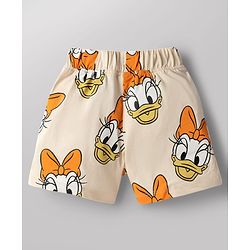 Babyhug Disney Single Jersey Knit Half Sleeves T-Shirt & Shorts Set With Daisy Duck Graphics - Multicolor