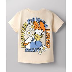 Babyhug Disney Single Jersey Knit Half Sleeves T-Shirt & Shorts Set With Daisy Duck Graphics - Multicolor