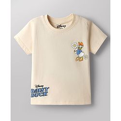 Babyhug Disney Single Jersey Knit Half Sleeves T-Shirt & Shorts Set With Daisy Duck Graphics - Multicolor