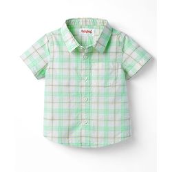 Babyhug Cotton Woven Half Sleeves Checks Shirt & Denim Shorts Set - Multicolor