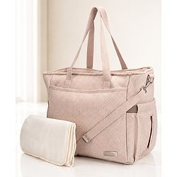 Babyhug EliteCare Premium 2 in 1 Diaper Bag with Diaper Changing Mat - Beige| Insulated Bottle Pocket| Spacious Storage Compartments| Quick-Access Front & Side Pockets| Convertible Handbag & Sling Bag