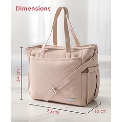 Babyhug EliteCare Premium 2 in 1 Diaper Bag with Diaper Changing Mat - Beige| Insulated Bottle Pocket| Spacious Storage Compartments| Quick-Access Front & Side Pockets| Convertible Handbag & Sling Bag