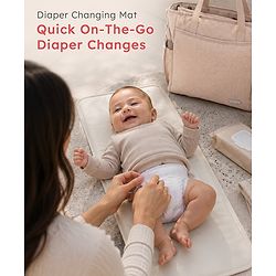 Babyhug EliteCare Premium 2 in 1 Diaper Bag with Diaper Changing Mat - Beige| Insulated Bottle Pocket| Spacious Storage Compartments| Quick-Access Front & Side Pockets| Convertible Handbag & Sling Bag
