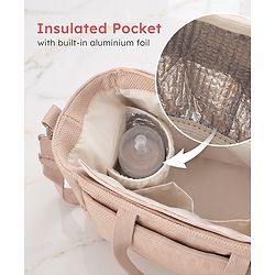Babyhug EliteCare Premium 2 in 1 Diaper Bag with Diaper Changing Mat - Beige| Insulated Bottle Pocket| Spacious Storage Compartments| Quick-Access Front & Side Pockets| Convertible Handbag & Sling Bag