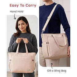 Babyhug EliteCare Premium 2 in 1 Diaper Bag with Diaper Changing Mat - Beige| Insulated Bottle Pocket| Spacious Storage Compartments| Quick-Access Front & Side Pockets| Convertible Handbag & Sling Bag