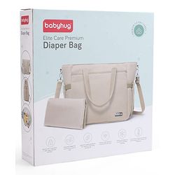 Babyhug EliteCare Premium 2 in 1 Diaper Bag with Diaper Changing Mat - Beige| Insulated Bottle Pocket| Spacious Storage Compartments| Quick-Access Front & Side Pockets| Convertible Handbag & Sling Bag