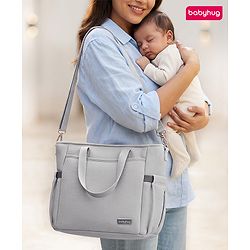 Babyhug EliteCare Premium 2 in 1 Diaper Bag with Diaper Changing Mat - Beige| Insulated Bottle Pocket| Spacious Storage Compartments| Quick-Access Front & Side Pockets| Convertible Handbag & Sling Bag