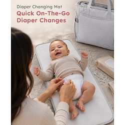 Babyhug EliteCare Premium 2 in 1 Diaper Bag with Diaper Changing Mat - Beige| Insulated Bottle Pocket| Spacious Storage Compartments| Quick-Access Front & Side Pockets| Convertible Handbag & Sling Bag