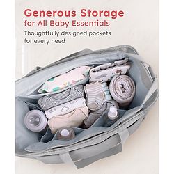 Babyhug EliteCare Premium 2 in 1 Diaper Bag with Diaper Changing Mat - Beige| Insulated Bottle Pocket| Spacious Storage Compartments| Quick-Access Front & Side Pockets| Convertible Handbag & Sling Bag