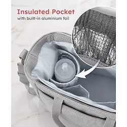 Babyhug EliteCare Premium 2 in 1 Diaper Bag with Diaper Changing Mat - Beige| Insulated Bottle Pocket| Spacious Storage Compartments| Quick-Access Front & Side Pockets| Convertible Handbag & Sling Bag