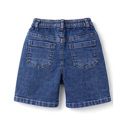 Babyhug Cotton Woven Half Sleeves Striped Shirt & Denim Shorts Set - Peach & Blue