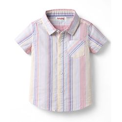 Babyhug Cotton Woven Half Sleeves Striped Shirt & Denim Shorts Set - Multicolor