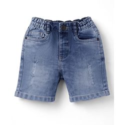 Babyhug Cotton Woven Half Sleeves Striped Shirt & Denim Shorts Set - Multicolor