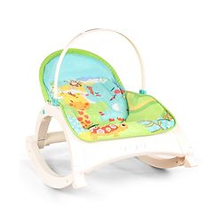 Babyhug 2 In 1 Baby Bouncer Rocker & Reclining Chair - Green| Built-in Music| Soothing Vibration| Fold-out Stand for Stable Position| Compact Fold| Safety Harness| Removable Fabric