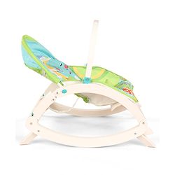 Babyhug 2 In 1 Baby Bouncer Rocker & Reclining Chair - Green| Built-in Music| Soothing Vibration| Fold-out Stand for Stable Position| Compact Fold| Safety Harness| Removable Fabric