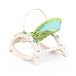 Babyhug 2 In 1 Baby Bouncer Rocker & Reclining Chair - Green| Built-in Music| Soothing Vibration| Fold-out Stand for Stable Position| Compact Fold| Safety Harness| Removable Fabric
