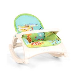 Babyhug 2 In 1 Baby Bouncer Rocker & Reclining Chair - Green| Built-in Music| Soothing Vibration| Fold-out Stand for Stable Position| Compact Fold| Safety Harness| Removable Fabric