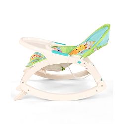 Babyhug 2 In 1 Baby Bouncer Rocker & Reclining Chair - Green| Built-in Music| Soothing Vibration| Fold-out Stand for Stable Position| Compact Fold| Safety Harness| Removable Fabric