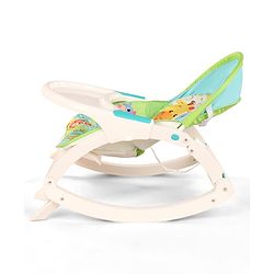 Babyhug 2 In 1 Baby Bouncer Rocker & Reclining Chair - Green| Built-in Music| Soothing Vibration| Fold-out Stand for Stable Position| Compact Fold| Safety Harness| Removable Fabric