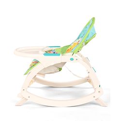 Babyhug 2 In 1 Baby Bouncer Rocker & Reclining Chair - Green| Built-in Music| Soothing Vibration| Fold-out Stand for Stable Position| Compact Fold| Safety Harness| Removable Fabric