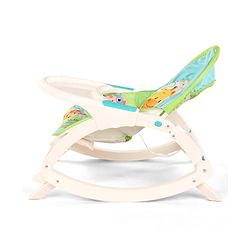 Babyhug 2 In 1 Baby Bouncer Rocker & Reclining Chair - Green| Built-in Music| Soothing Vibration| Fold-out Stand for Stable Position| Compact Fold| Safety Harness| Removable Fabric
