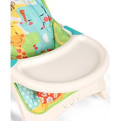 Babyhug 2 In 1 Baby Bouncer Rocker & Reclining Chair - Green| Built-in Music| Soothing Vibration| Fold-out Stand for Stable Position| Compact Fold| Safety Harness| Removable Fabric