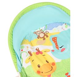 Babyhug 2 In 1 Baby Bouncer Rocker & Reclining Chair - Green| Built-in Music| Soothing Vibration| Fold-out Stand for Stable Position| Compact Fold| Safety Harness| Removable Fabric