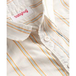 Babyhug Cotton Woven Half Sleeves Striped Shirt & Shorts Set - Rust Orange