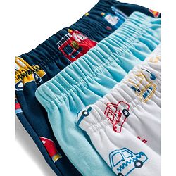 Babyhug Interlock Cotton Knit Full Length Vehicles Printed Diaper Leggings Pack Of 3 - Multicolor