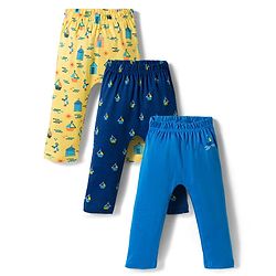 Babyhug Interlock Knit Full Length Diaper Pants with Nautical Theme Print Pack of 3 - Multicolor