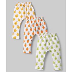 Babyhug Cotton Knit Full Length  Diaper Leggings With Fruits Print Pack of 3 - Multicolor