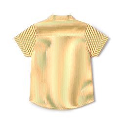 Babyhug 100% Cotton Woven Half Sleeves Striped Shirt & Denim Shorts Set - Beige