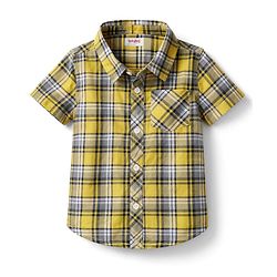 Babyhug Cotton Woven Half Sleeves Checks Shirt & Denim Shorts Set - Yellow & Blue