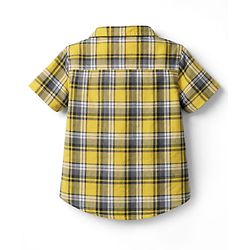 Babyhug Cotton Woven Half Sleeves Checks Shirt & Denim Shorts Set - Yellow & Blue