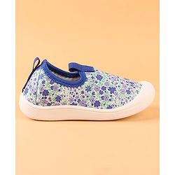 Cute Walk by Babyhug Slip On Casual Shoes with Floral Print - Blue