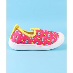 Cute Walk by Babyhug Slip On Casual Shoes with Rainbow Print - Pink & Yellow