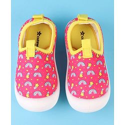 Cute Walk by Babyhug Slip On Casual Shoes with Rainbow Print - Pink & Yellow