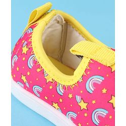 Cute Walk by Babyhug Slip On Casual Shoes with Rainbow Print - Pink & Yellow