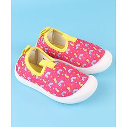 Cute Walk by Babyhug Slip On Casual Shoes with Rainbow Print - Pink & Yellow