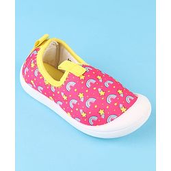 Cute Walk by Babyhug Slip On Casual Shoes with Rainbow Print - Pink & Yellow
