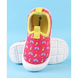 Cute Walk by Babyhug Slip On Casual Shoes with Rainbow Print - Pink & Yellow