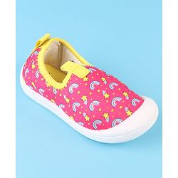 Cute Walk by Babyhug Slip On Casual Shoes with Rainbow Print - Pink & Yellow