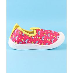 Cute Walk by Babyhug Slip On Casual Shoes with Rainbow Print - Pink & Yellow
