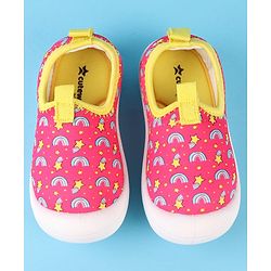 Cute Walk by Babyhug Slip On Casual Shoes with Rainbow Print - Pink & Yellow