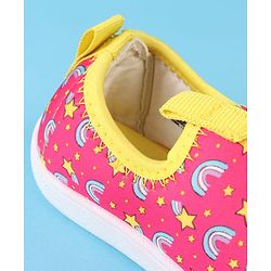 Cute Walk by Babyhug Slip On Casual Shoes with Rainbow Print - Pink & Yellow
